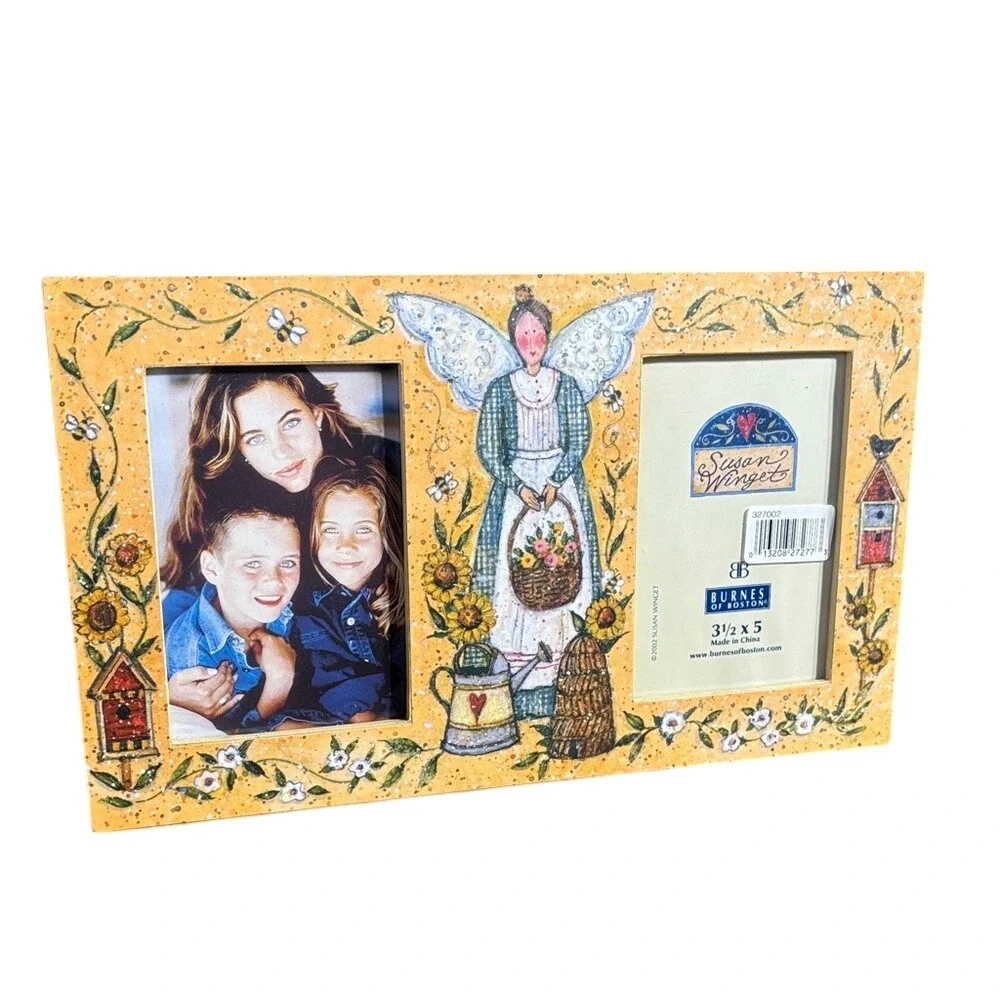 Vintage Burnes of Boston Susan Winget Double Photo Frame Cottagecore FolkArt NIB